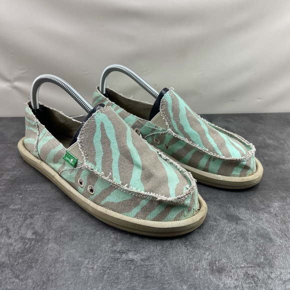 Sanuk Fiona Women’s Shoes Gray Green 8 M Sidewalk Surfer Comfort Loafers - Picture 2 of 15